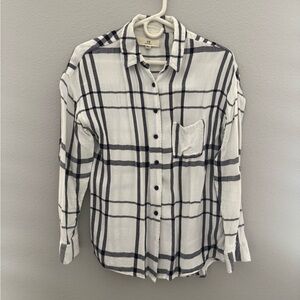 Thread & Supply Ivory and black Plaid Shirt